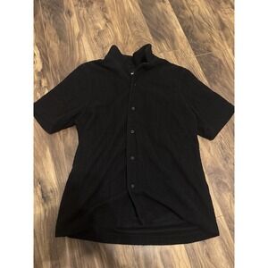 Fashion Nova Black Short Sleeve Shirt Button Up Size Medium
